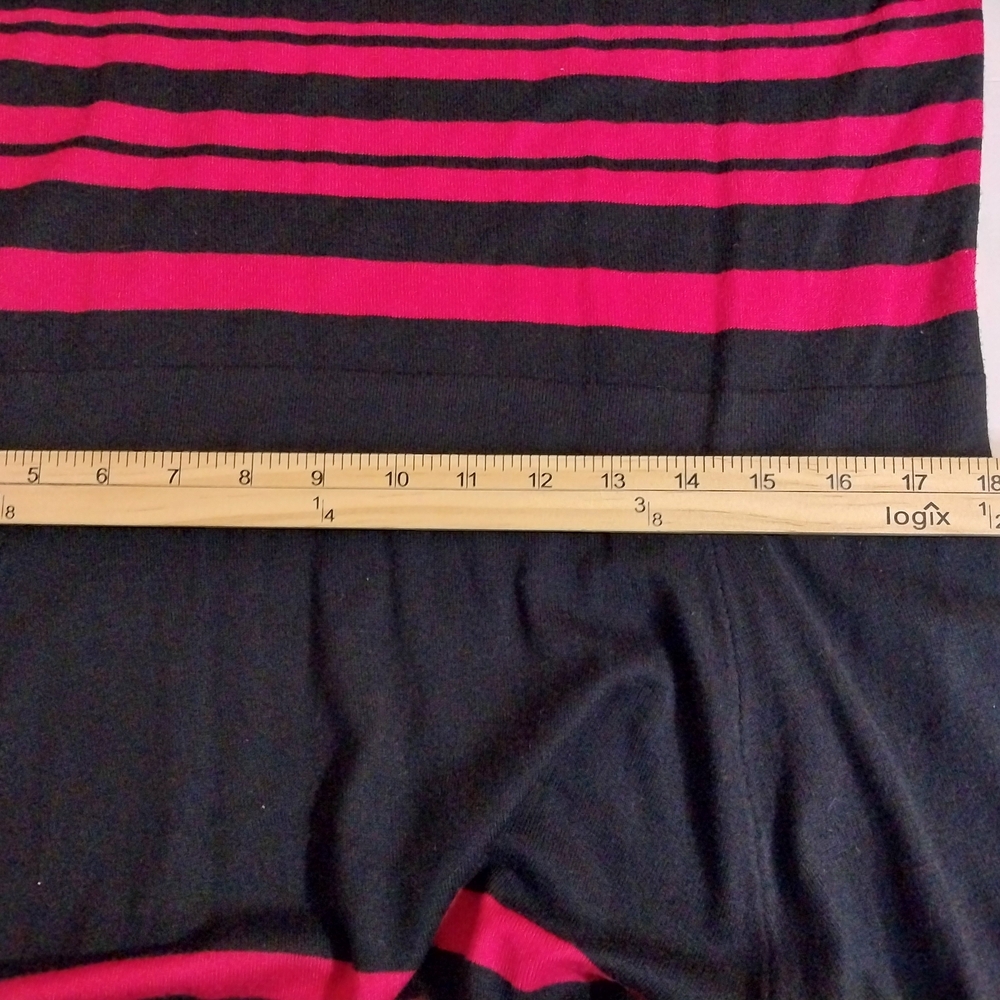 Ashro Dress Sweater Large Elegant Red and Black Striped Dress - Picture 12 of 13